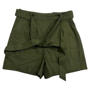 Antonio Melani Belted Linen Blend Shorts size 4 in Olive Green